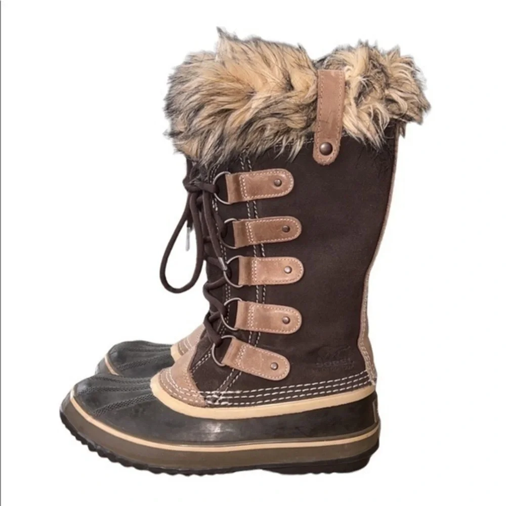 SOREL Joan Of Arctic‎ 1540 Tall Faux Fur Waterproof Lace Up Snow Winter Boots 7